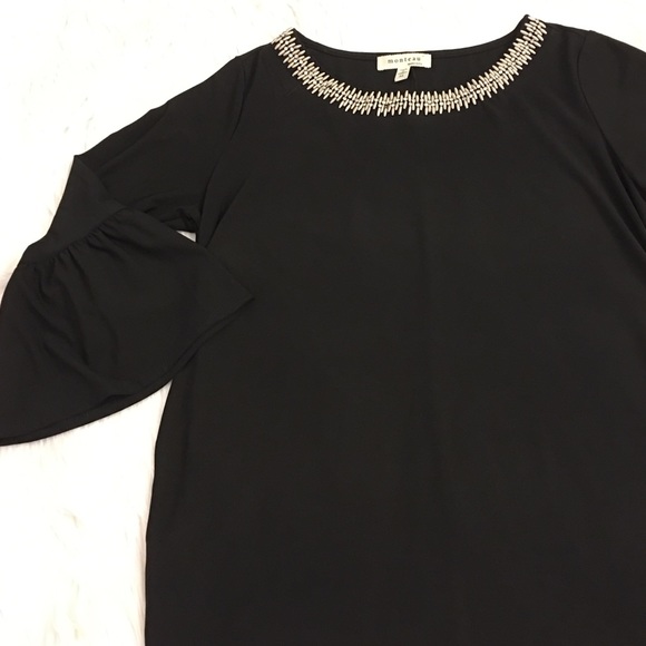 Monteau Tops - Bejeweled Black | maternity top | bell sleeves